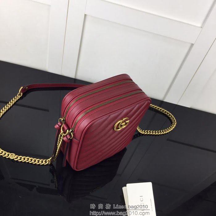 GUCCI古馳 新款 專櫃品質 原單 550155 紅色 鏈條單肩斜挎包HY1356